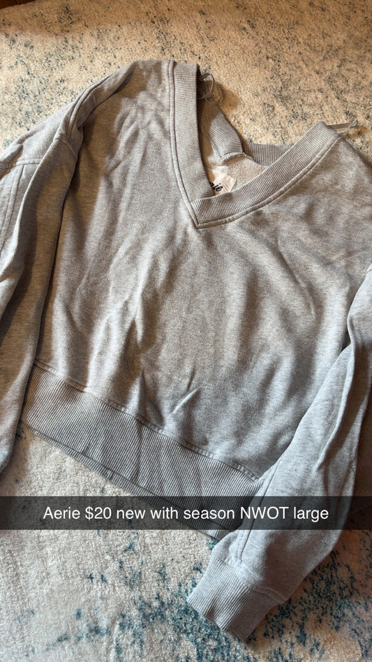 Aerie Grey V Neck Sweatshirt