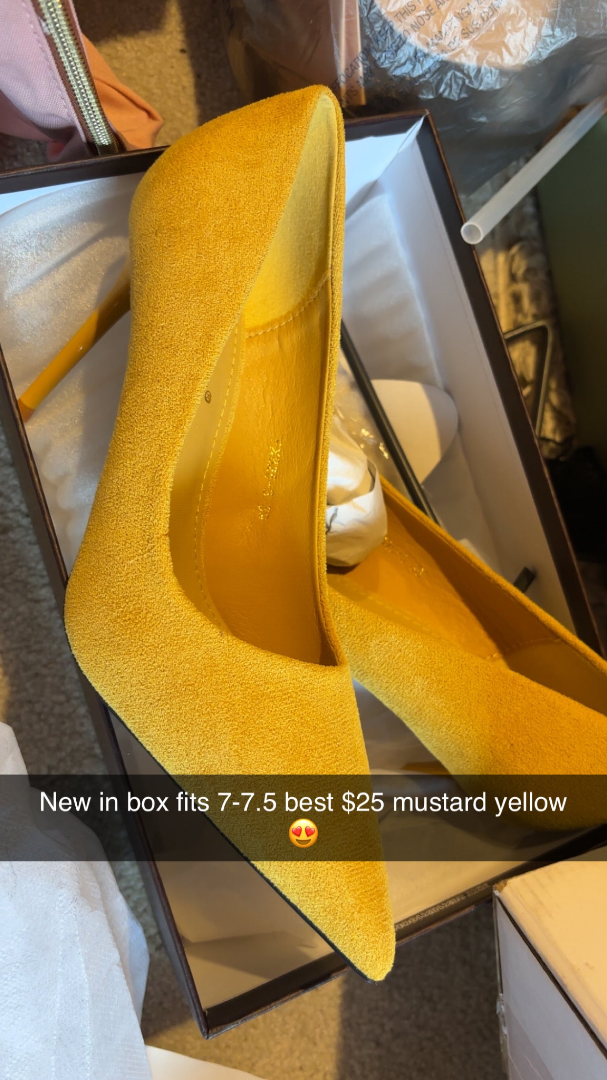 Mustard Yellow Suede Heels NIB